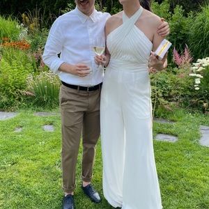 White Chiffon Jumpsuit